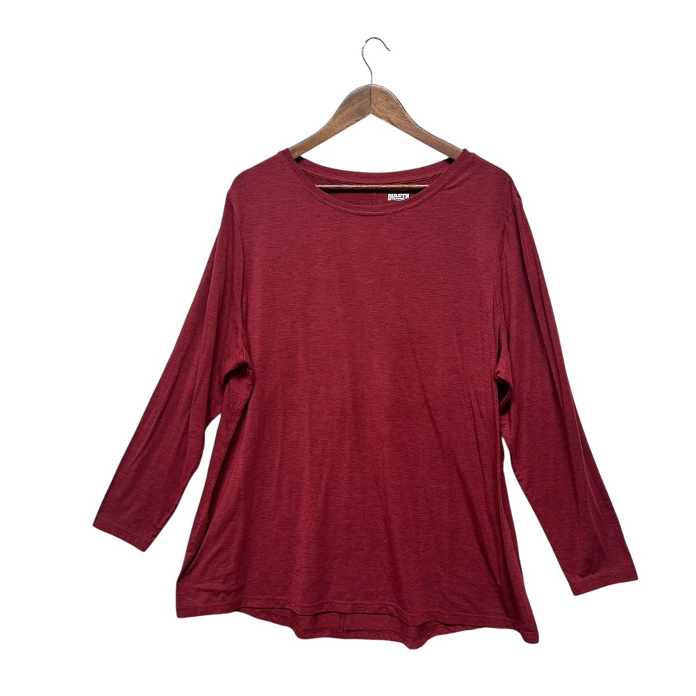 Duluth Trading Women Shirt Long Sleeve Plus Sz 2X‎ Crew Neck Minimalist Tee Red